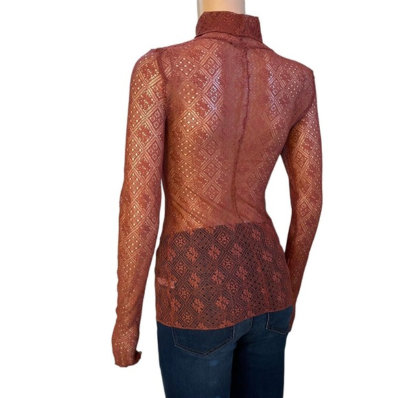 Free People Intimately Sweet Memories Lace Turtleneck Top Sheer Tribeca - Picture 2 of 6